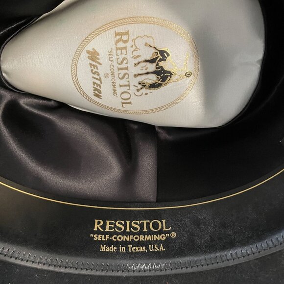 Resistol Hondo Cowboy Hat Size 7 1/2 2X Black Wool Silver Conchos Made In Texas - Picture 4 of 10